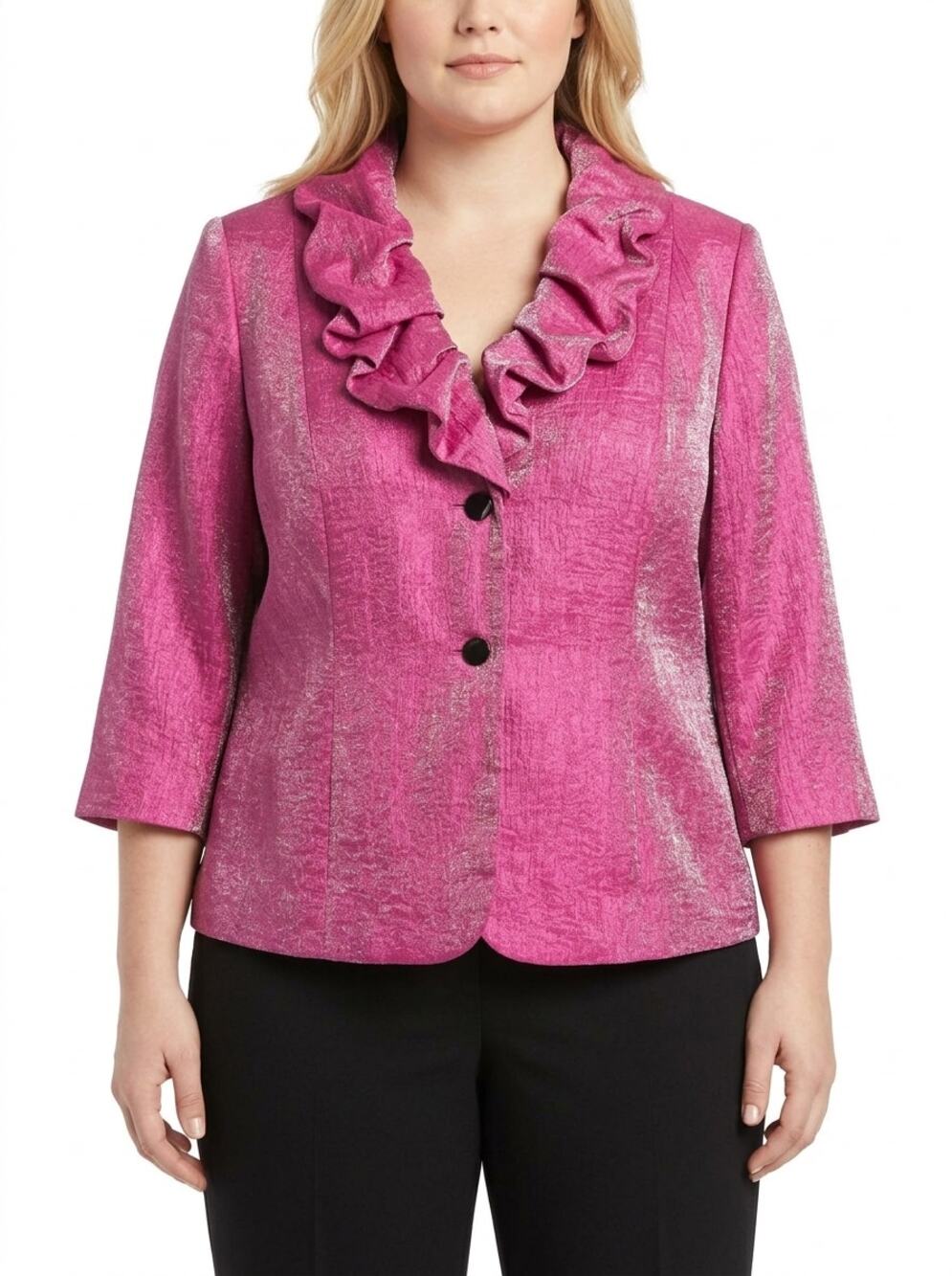 Adrianna Papell Evening Pink Lined Ruffle Jacket Women Size 20W